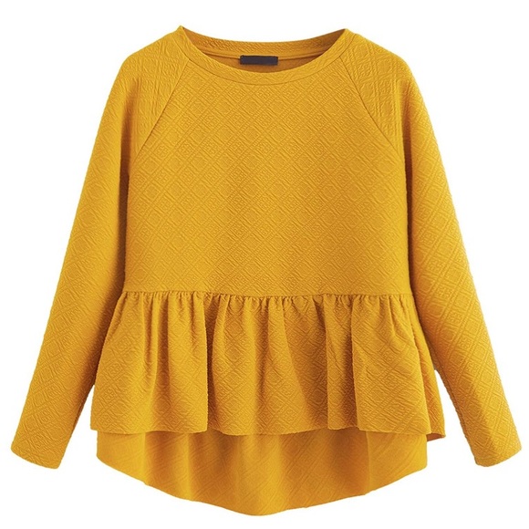 THINK VINTAGE ONLINE Tops - ✨YELLOW WOMANS RAGLAN RUFFLE TOP *NWT*✨